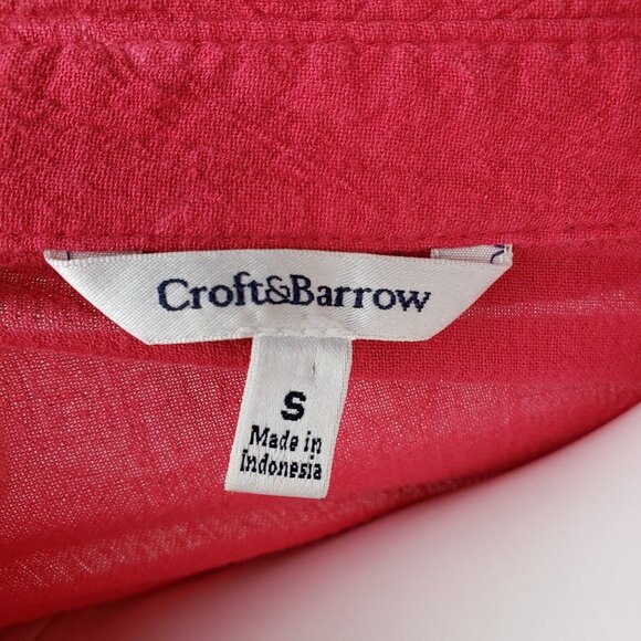 Croft & Barrow Top Womens Size S Small Solid All Pink 3/4 Sleeve Collared - Picture 5 of 7
